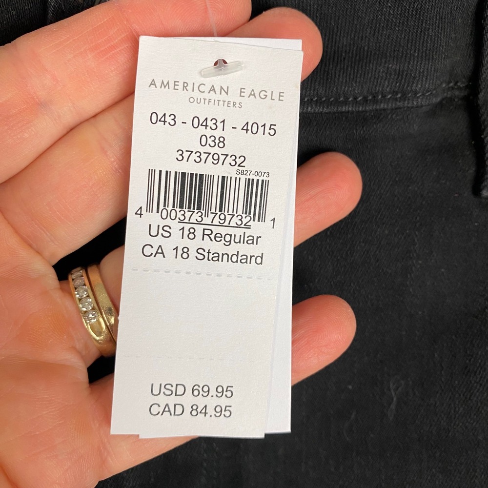 American Eagle Dream Stretch Distressed Destroyed Black Jegging Womens 18 NEW - Picture 6 of 16